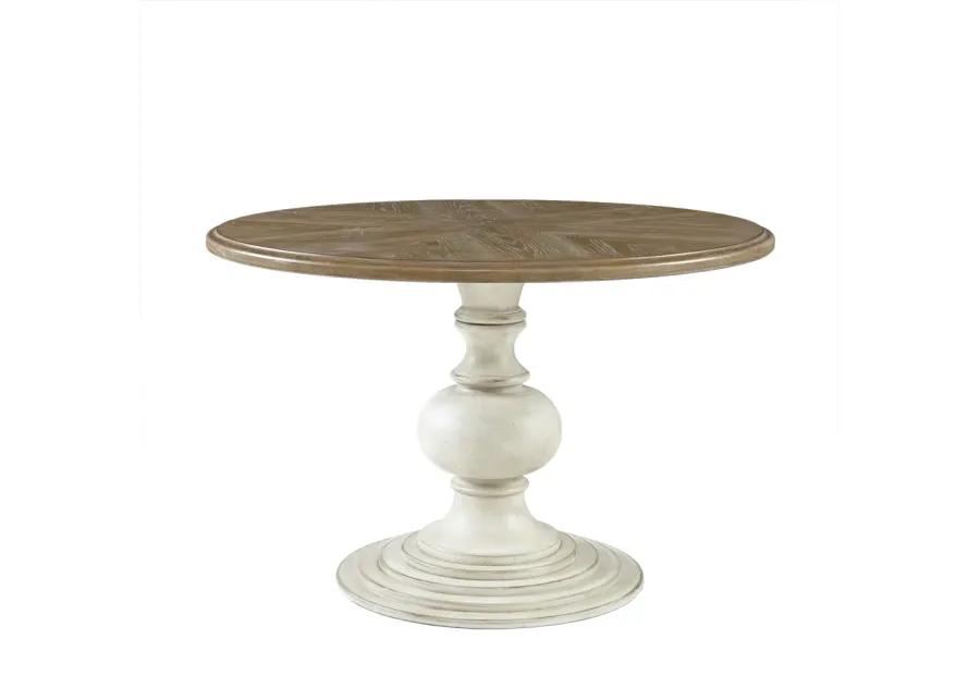 Madison Park Lexi Reclaimed Walnut/Antique Cream 46" Round Pedestal Dining Table