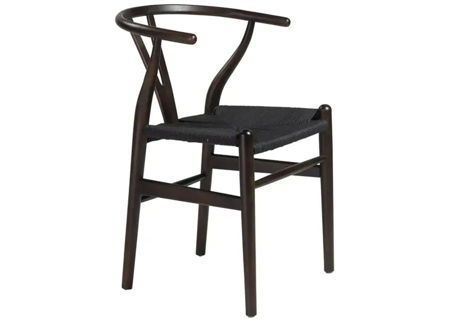 Evelina Side Chair with Walnut Stained Framed and Black Rush Seat - Set of 2