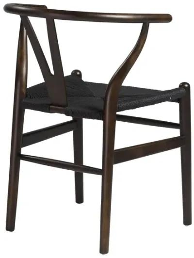 Evelina Side Chair with Walnut Stained Framed and Black Rush Seat - Set of 2