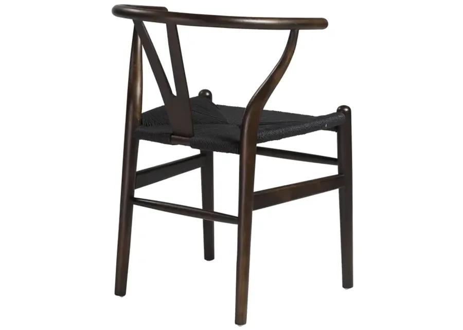 Evelina Side Chair with Walnut Stained Framed and Black Rush Seat - Set of 2