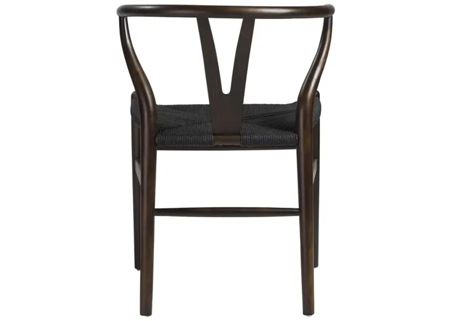 Evelina Side Chair with Walnut Stained Framed and Black Rush Seat - Set of 2