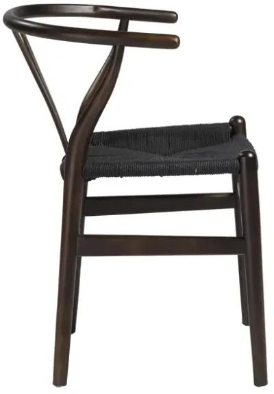 Evelina Side Chair with Walnut Stained Framed and Black Rush Seat - Set of 2