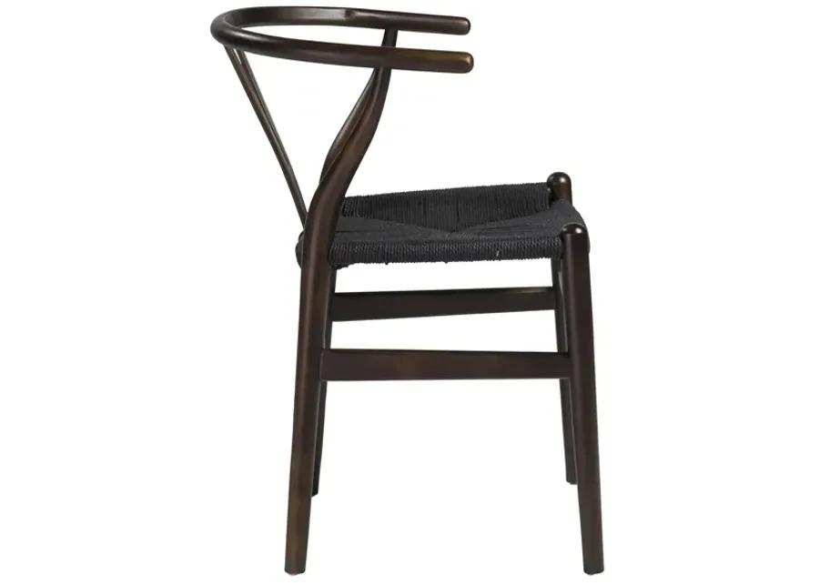 Evelina Side Chair with Walnut Stained Framed and Black Rush Seat - Set of 2