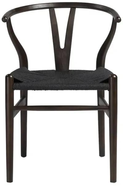 Evelina Side Chair with Walnut Stained Framed and Black Rush Seat - Set of 2