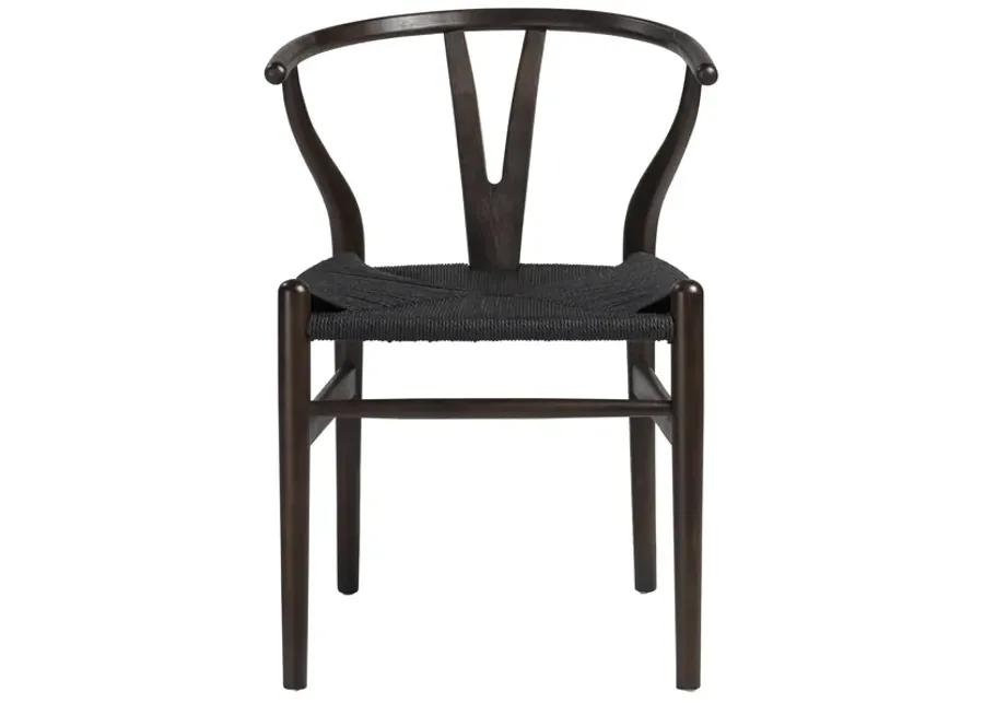 Evelina Side Chair with Walnut Stained Framed and Black Rush Seat - Set of 2