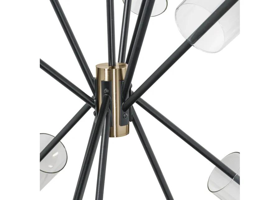 Everly 6 Light Chandelier, Black and Brass