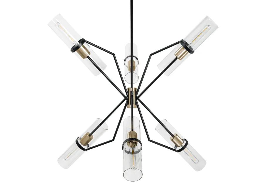 Everly 6 Light Chandelier, Black and Brass