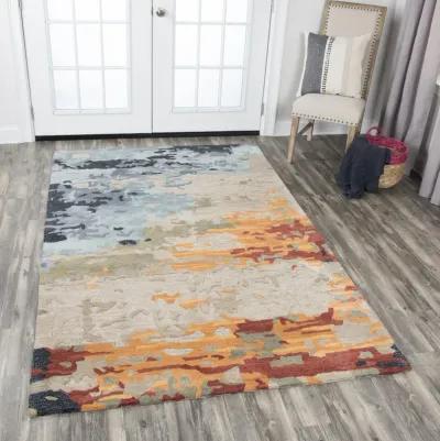 Mod Tan/Multi Abstract Wool/Tencel 10' x 13' Rectangle Rug