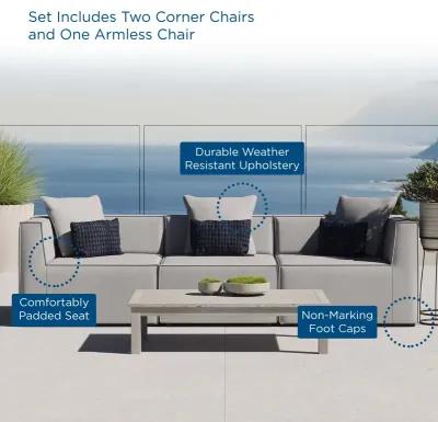 Saybrook Outdoor Patio Upholstered 3-Piece Sectional Sofa