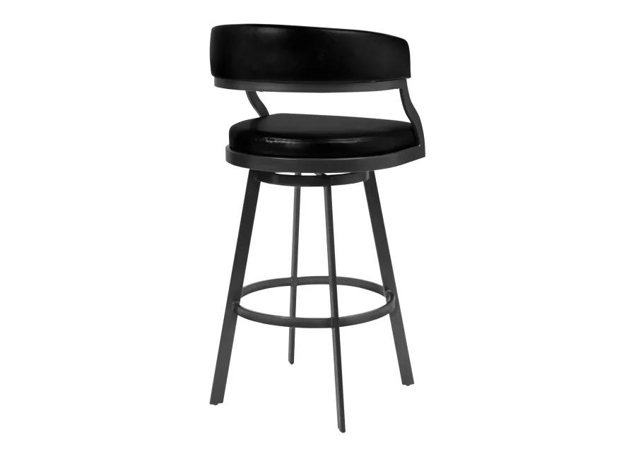 Dione 26" Counter Height Barstool in Mineral Finish and Vintage Black Faux Leather