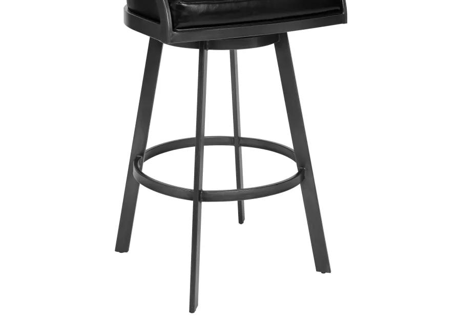 Dione 26" Counter Height Barstool in Mineral Finish and Vintage Black Faux Leather