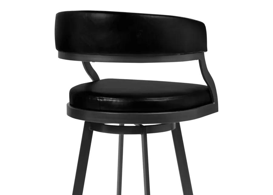 Dione 26" Counter Height Barstool in Mineral Finish and Vintage Black Faux Leather