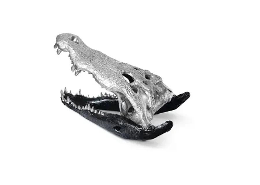 crocodile skull, black/silver leaf