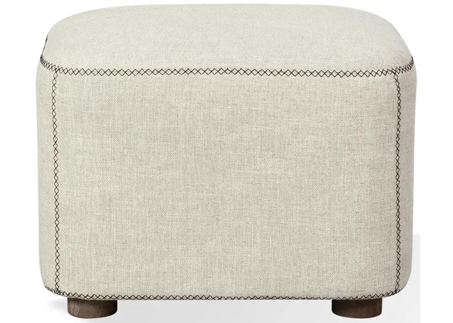 Louis Upholstered Ottoman in Natural Linen