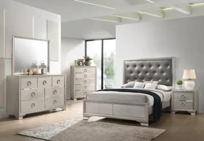 Salford Queen Panel Bed Metallic Sterling and Charcoal Grey