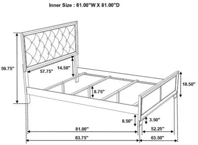 Salford Queen Panel Bed Metallic Sterling and Charcoal Grey