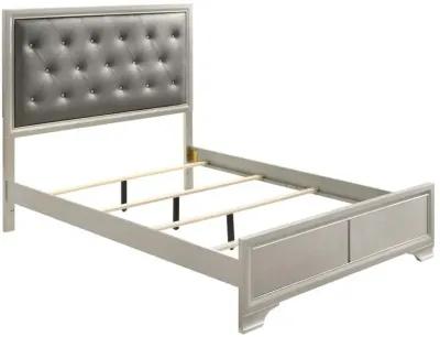 Salford Queen Panel Bed Metallic Sterling and Charcoal Grey