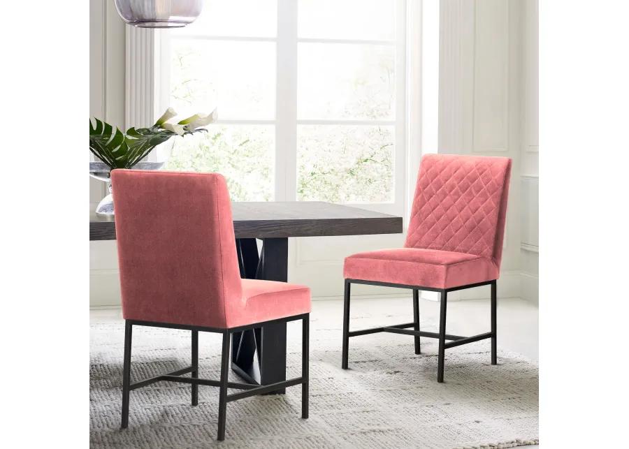 Napoli Pink Velvet and Black Leg Modern Accent Dining Chair- Set of 2