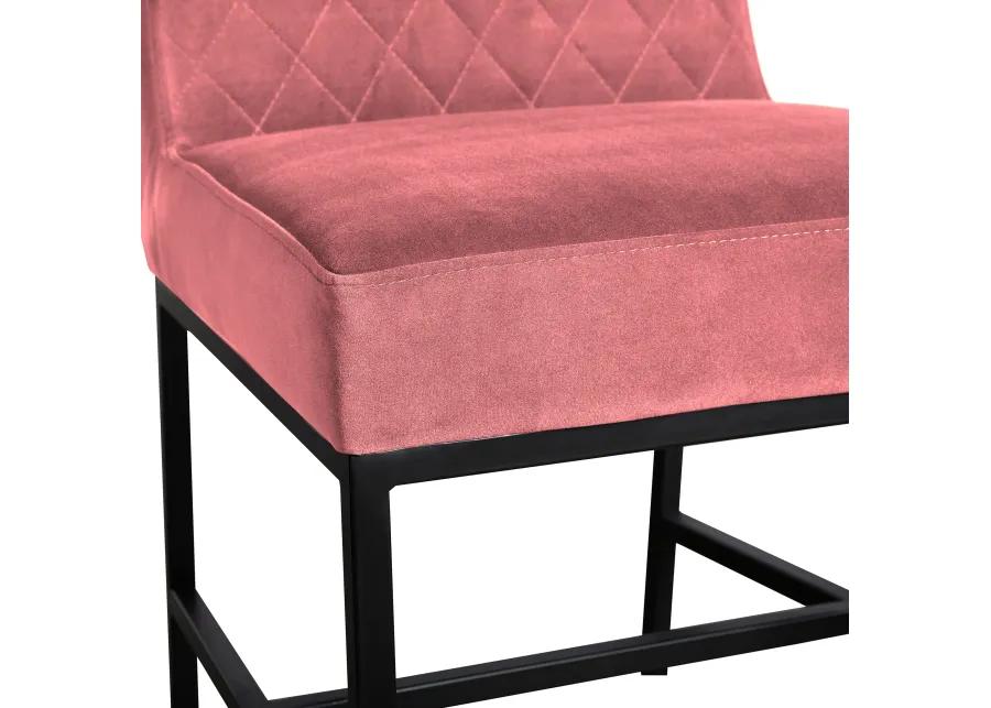 Napoli Pink Velvet and Black Leg Modern Accent Dining Chair- Set of 2