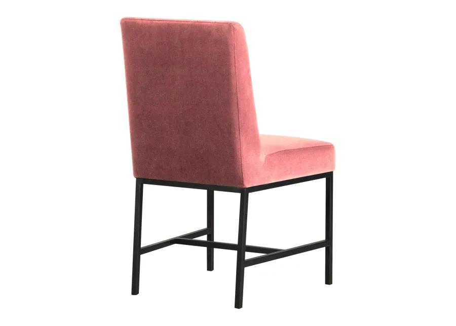 Napoli Pink Velvet and Black Leg Modern Accent Dining Chair- Set of 2