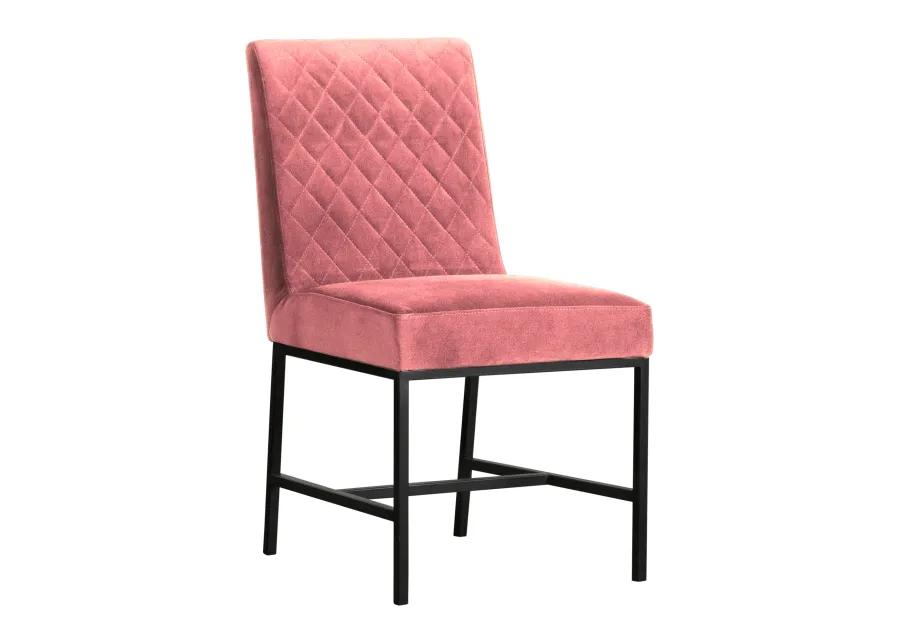 Napoli Pink Velvet and Black Leg Modern Accent Dining Chair- Set of 2