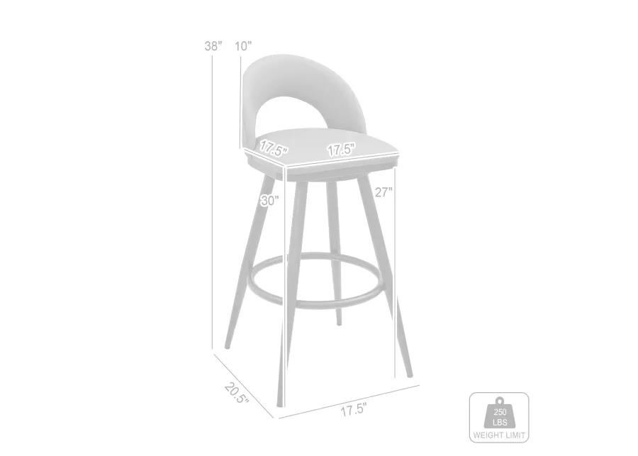 Lottech Swivel Bar Stool in Brushed Stainless Steel with White Faux Leather