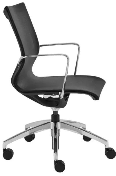 Tertu Low Back Office Chair in Black Mesh with Polished Aluminum Base