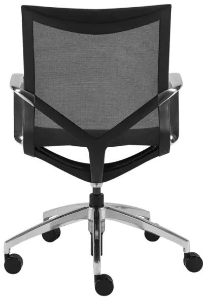 Tertu Low Back Office Chair in Black Mesh with Polished Aluminum Base