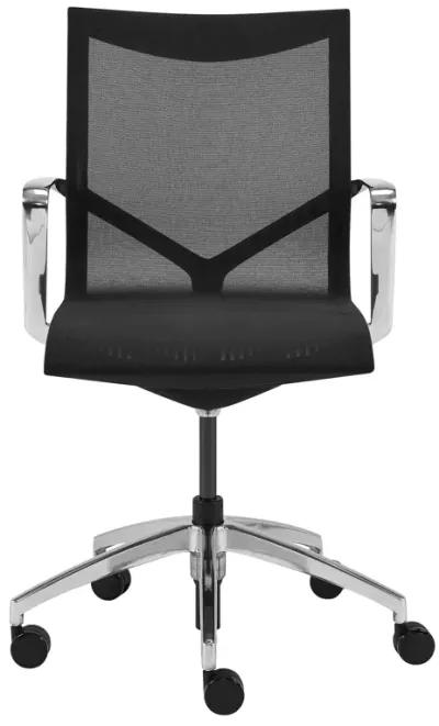 Tertu Low Back Office Chair in Black Mesh with Polished Aluminum Base