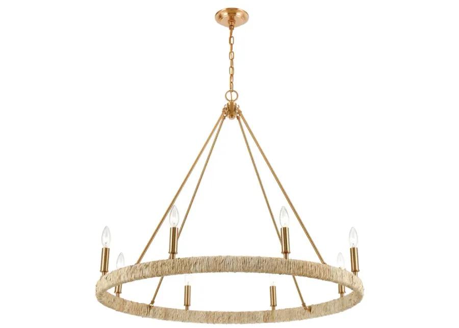 Abaca 36" Wide 8-Light Chandelier - Satin Brass