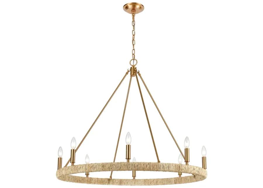 Abaca 36" Wide 8-Light Chandelier - Satin Brass