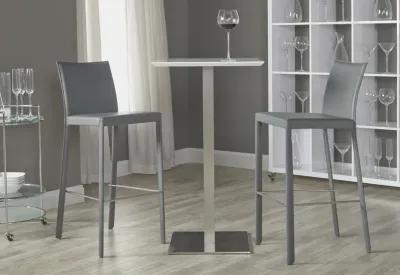 Hasina Bar Stool in Gray with Polished Stainless Steel Legs  - Set of 2