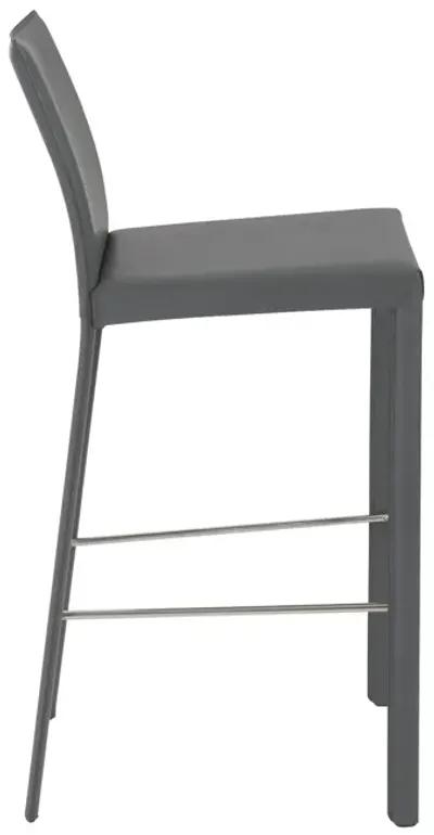 Hasina Bar Stool in Gray with Polished Stainless Steel Legs  - Set of 2