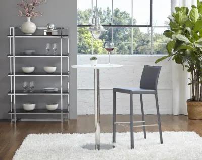 Hasina Bar Stool in Gray with Polished Stainless Steel Legs  - Set of 2