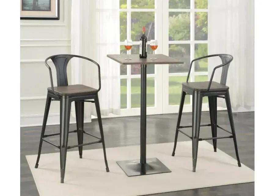 Cavalier Square Bar Table Dark Elm and Matte Black