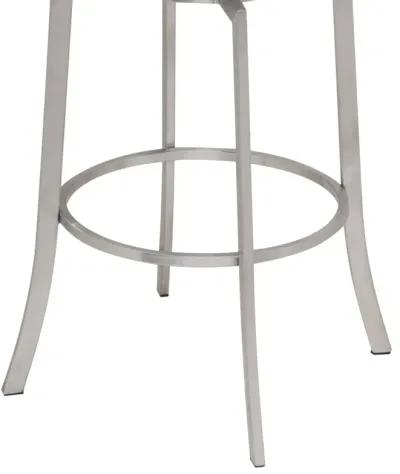 Viper 26" Counter Height Swivel Grey Faux Leather and Brushed Stainless Steel Bar Stool