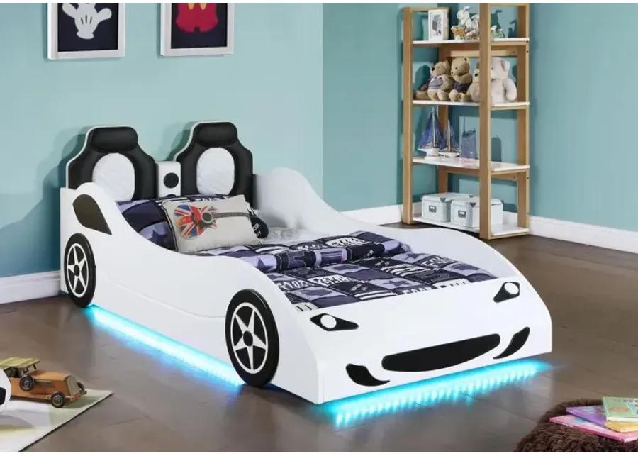 Cruiser Car Themed Twin Bed with Underglow Lights White