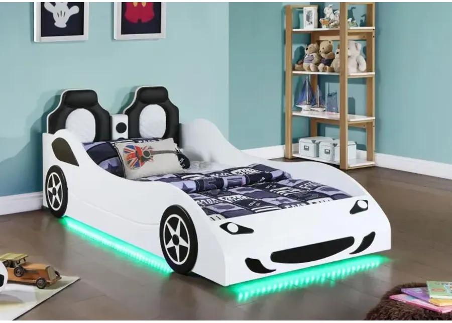 Cruiser Car Themed Twin Bed with Underglow Lights White