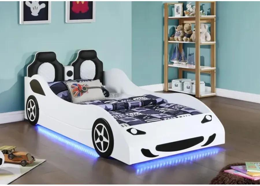 Cruiser Car Themed Twin Bed with Underglow Lights White