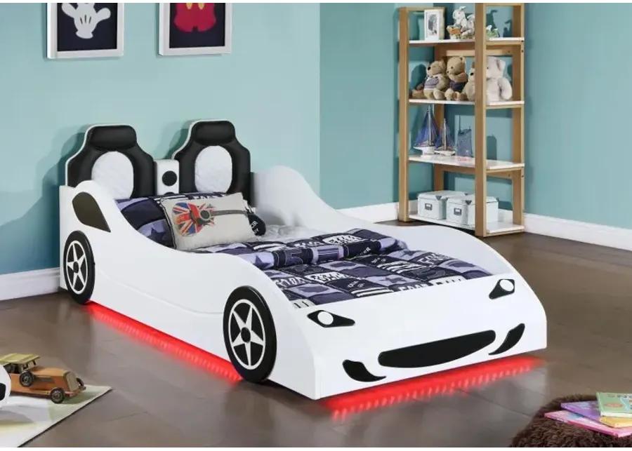 Cruiser Car Themed Twin Bed with Underglow Lights White