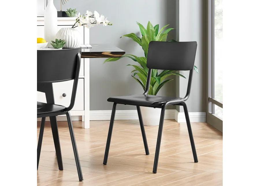 Luke  Metal Dining Side Chair, Metallic Gunmetal