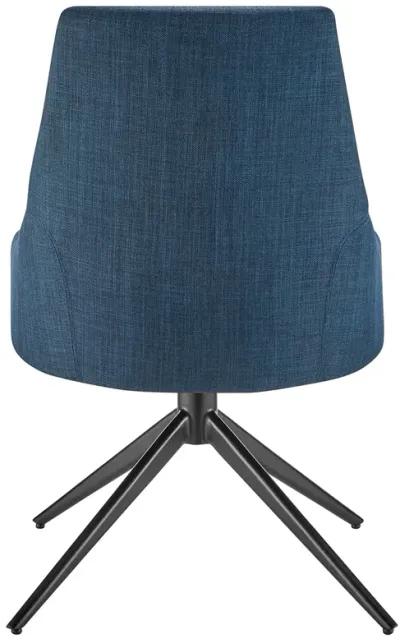 Signa Side Chair in Blue Fabric with Black Steel Base - Set of 1