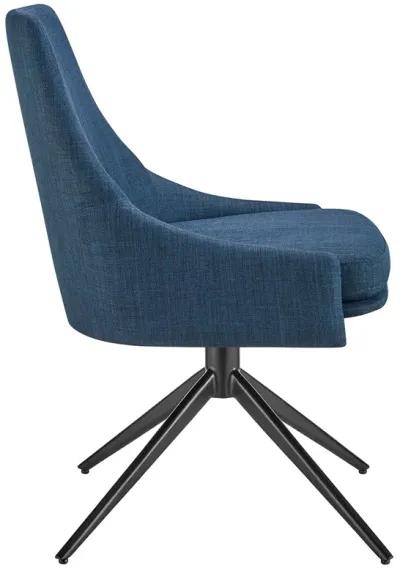 Signa Side Chair in Blue Fabric with Black Steel Base - Set of 1