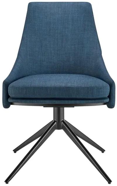 Signa Side Chair in Blue Fabric with Black Steel Base - Set of 1