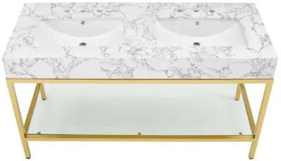 Kingsley 60" Gold Stainless Steel Bathroom Vanity