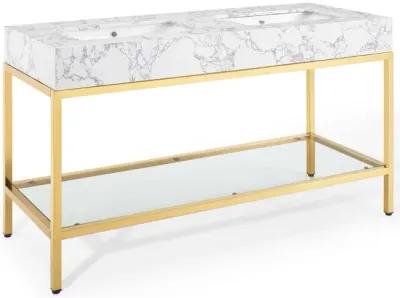 Kingsley 60" Gold Stainless Steel Bathroom Vanity