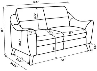 Gano Sloped Arm Upholstered Loveseat Navy Blue