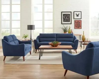 Gano Sloped Arm Upholstered Loveseat Navy Blue