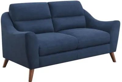 Gano Sloped Arm Upholstered Loveseat Navy Blue