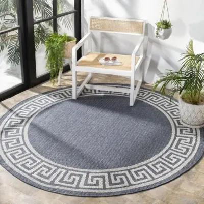 Safavieh BERMUDA 800 Collection BMU820M-7R Dark Blue / Ivory 6'-7" X 6'-7" Round